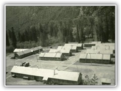 Rec Hall in  foreground T shaped buildong to left is Mess Hall.